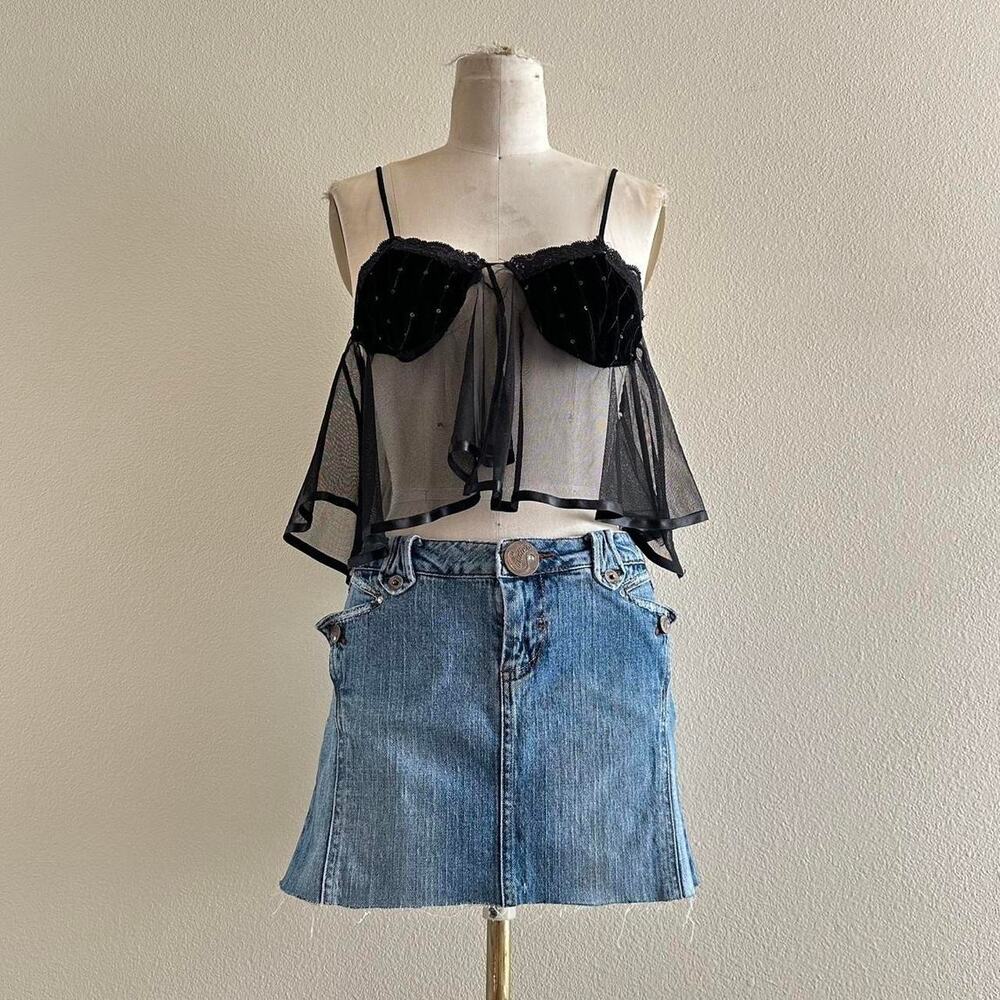 handmade dainty black lace trim camisole